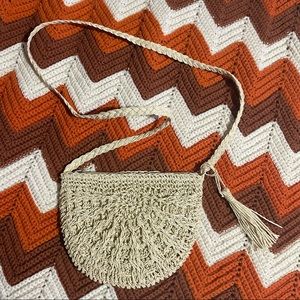Boho straw crossbody purse